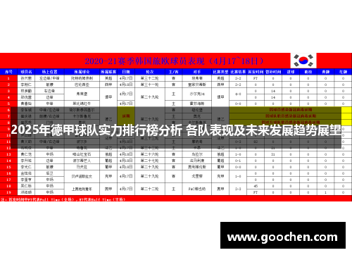 2025年德甲球队实力排行榜分析 各队表现及未来发展趋势展望 2025年德甲球队实力排行榜分析 各队表现及未来发展趋势展望