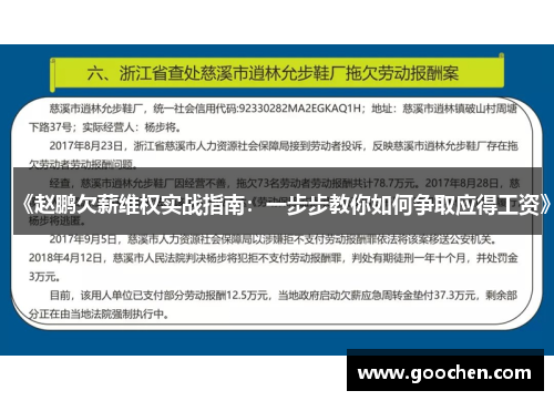 《赵鹏欠薪维权实战指南:一步步教你如何争取应得工资》 《赵鹏欠薪维权实战指南:一步步教你如何争取应得工资》